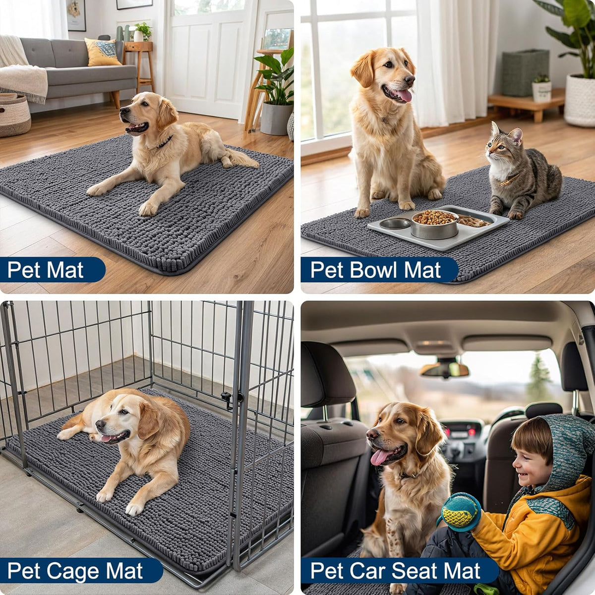 Smiry Dog Door Mat for Muddy Paws 40x32, Absorbs Moisture and Dirt Doormat, Non-Slip Washable Quick