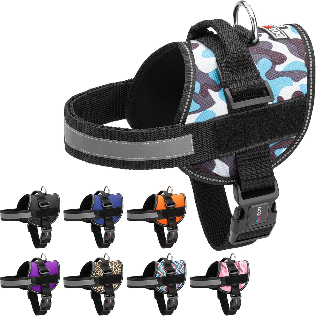 Dogline Dog Harness, Reflective No-Pull Adjustable Vest with Handle for Walking, Training