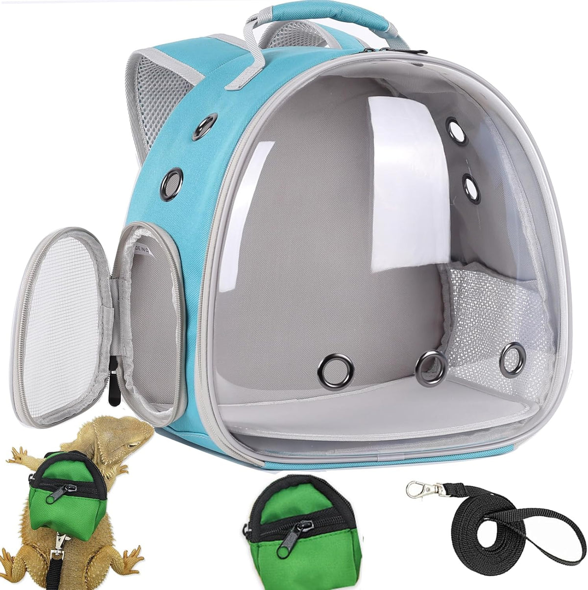 Crested Geckos Backpack Carrier,Reptile Portable Backpack Carrier with Small Backpack Harness Leash