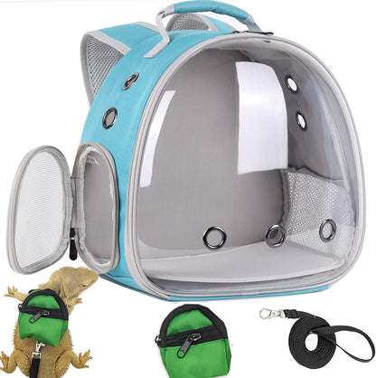 Crested Geckos Backpack Carrier,Reptile Portable Backpack Carrier with Small Backpack Harness Leash
