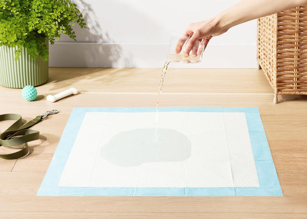 Amazon Basics Dog and Puppy Pee Pads with 5-Layer Leak-Proof Design and Quick-Dry Surface for Potty