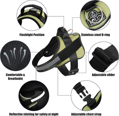 Bolux Dog Harness, No-Pull Reflective Dog Vest, Breathable Adjustable Pet Harness with Handle for