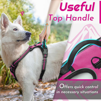 Eagloo Dog Harness for Large Dogs, No Pull Service Vest with Reflective Strips and Control Handle