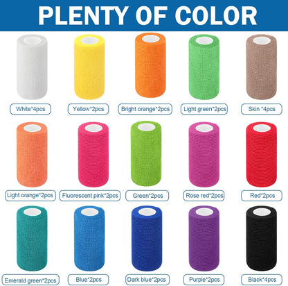 Treela 36 Pcs Self Adherent Bandage 4" X 5 Yard Wrap Breathable Cohesive Bandage Elastic Adhesive