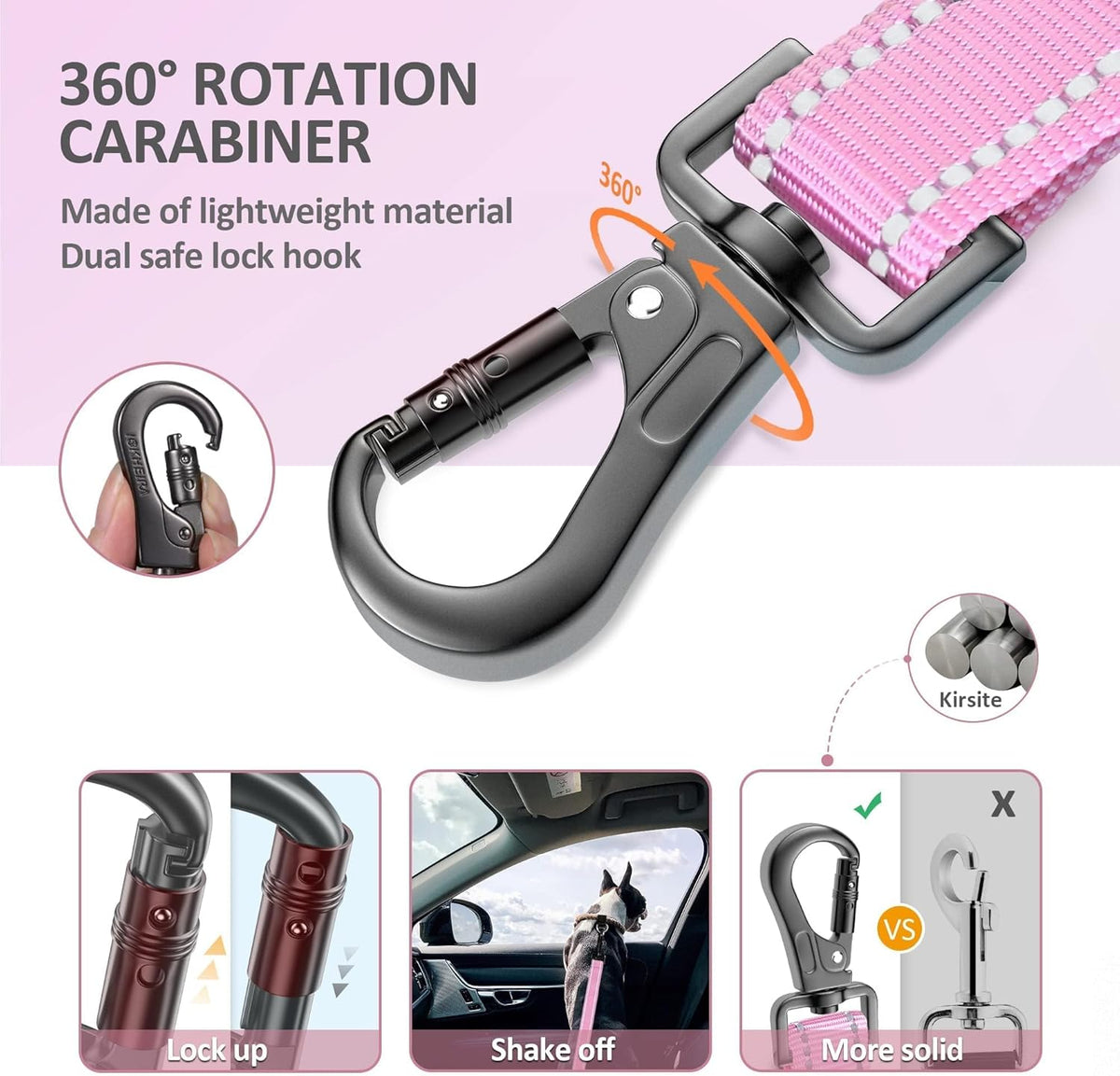 IOKHEIRA Dog Seat Belt 3-in-1 Car Harness for Dogs Adjustable Safety Seatbelt for Car Nylon