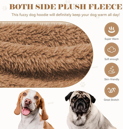 Fuzzy Dog Hoodie Dog Sweaters for Large Dogs Soft Double-Sided Plush Fleece Pet Sweater Pet Clothes