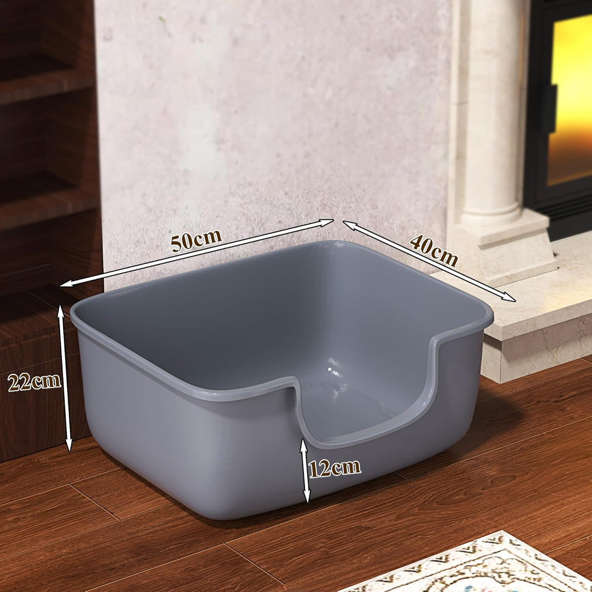 Large Cat Litter Box with High Sides, Open Kitty Litter Boxes Anti-Splashing for Indoor Cat Low