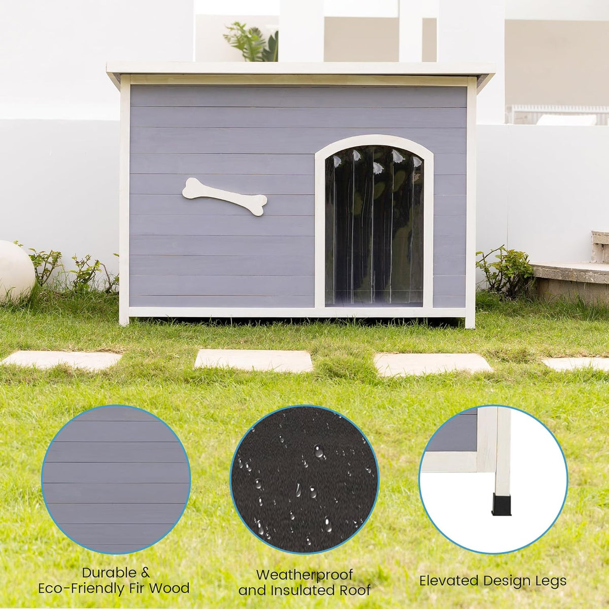 Large Solid Wooden Dog House,Suitable for Both Indoor and Outdoor, Suitable for Large Dogs and
