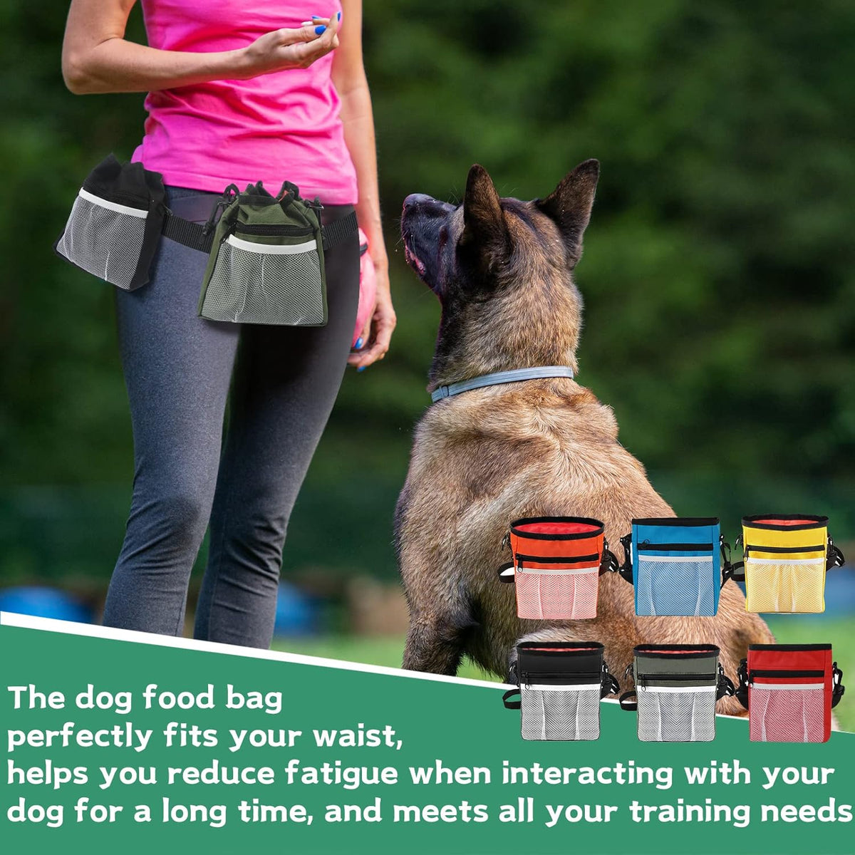 Hillban 12 Pcs Dog Treat Training Pouch Dog Treat Bag with Waist Shoulder Strap Bulk 6 Colors