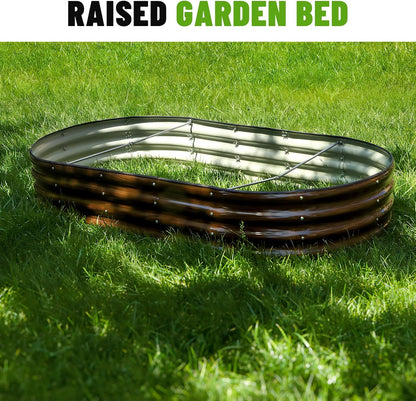 SnugNiture 6x3x1ft Raised Garden Bed Kit, Outdoor Oval Metal Garden Planter, Ground Planter Box for
