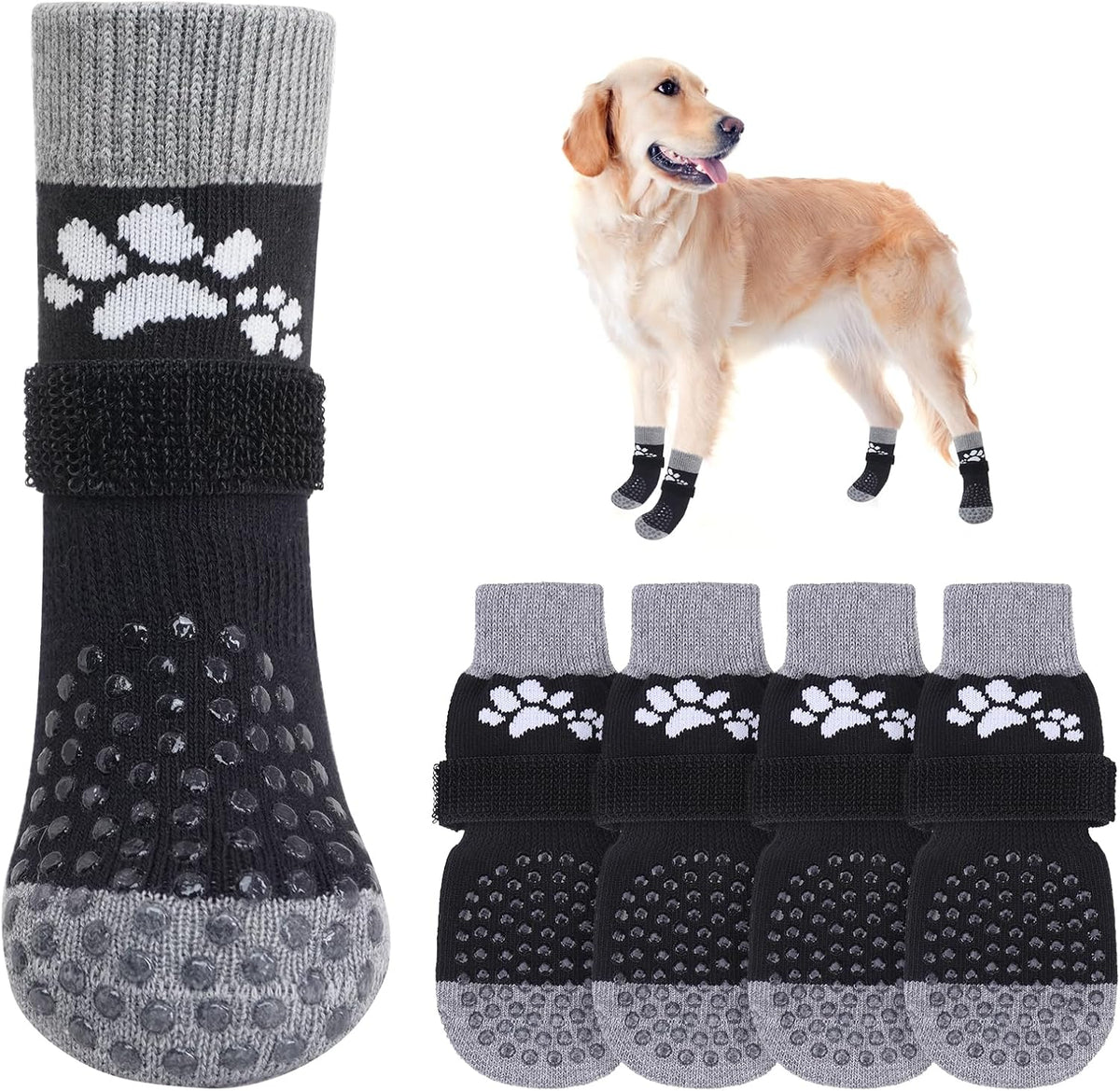 SCENEREAL Anti Slip Dog Sock to Prevent Licking Paws for Hardwood Floors, Boots & Paw Protector