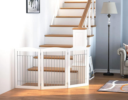 Spirich Freestanding Wire Pet Gate for Dogs, Tall Dog Gate for The Houes, Doorway, Stairs, Pet