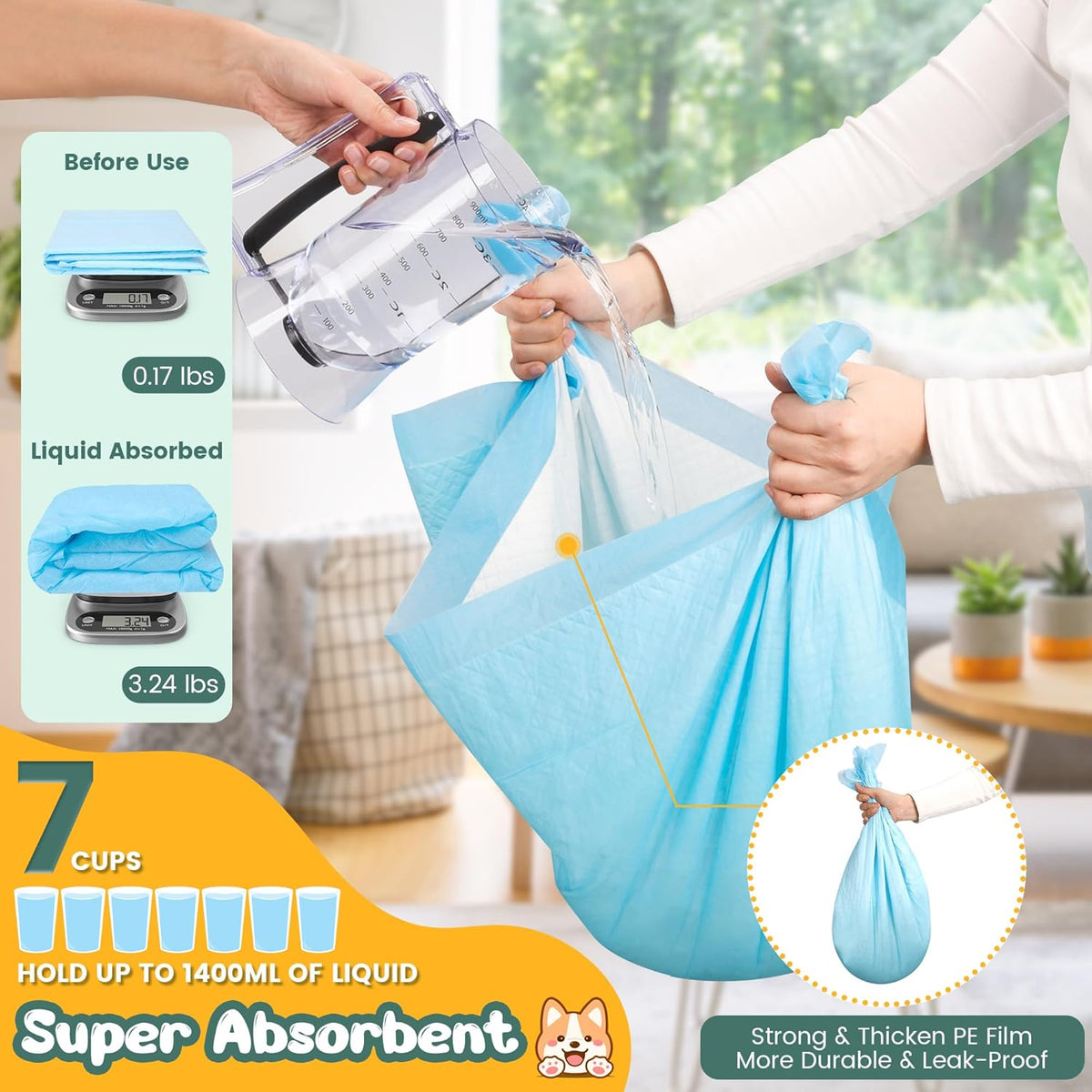 60 Count Extra Large Dog Pee Pads 28" x 34", Super Absorbent X-Large Puppy Pads Disposable Dogs