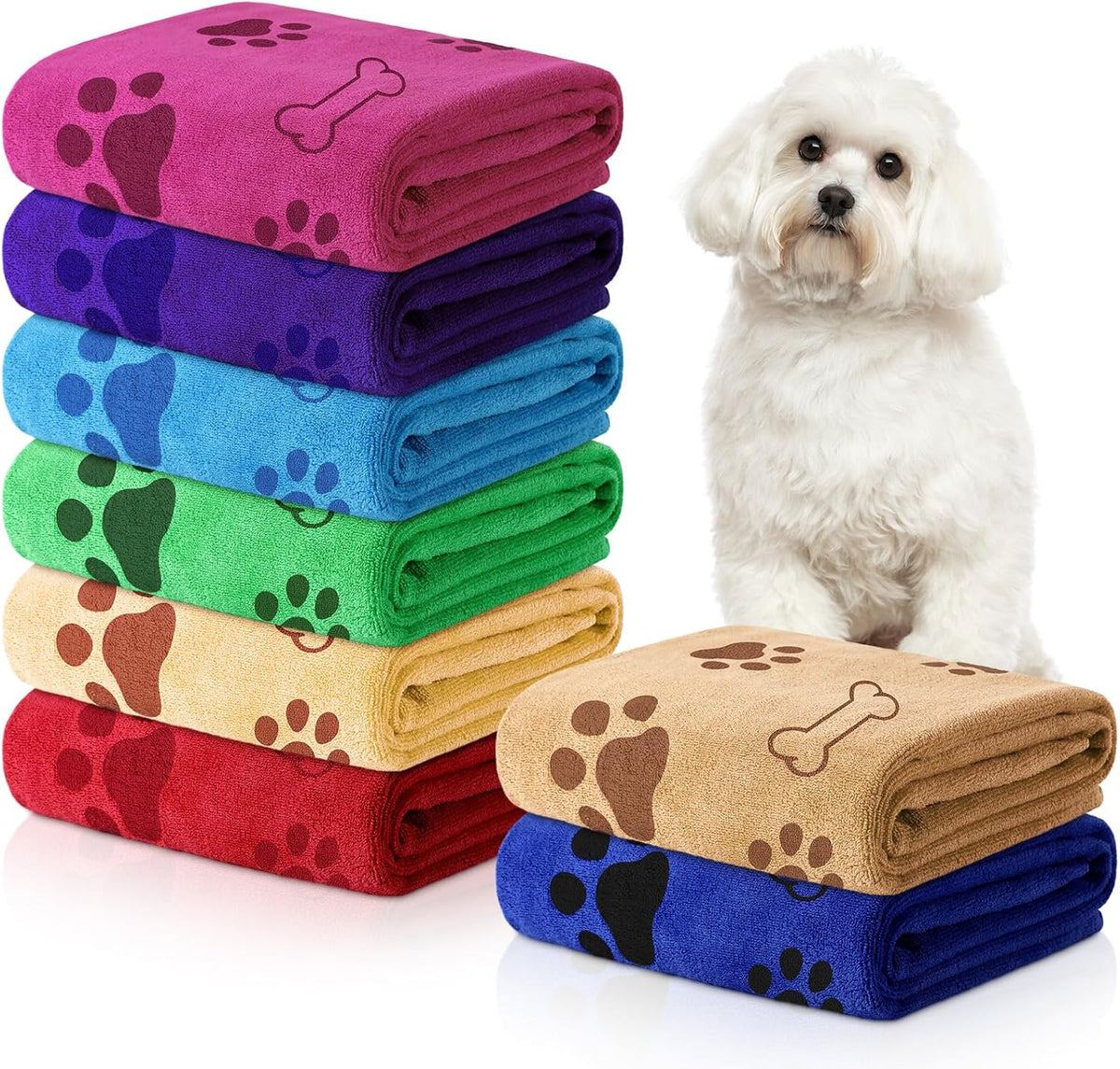Chumia 8 Pcs Dog Towels for Drying Dogs Cats Pet Towels Bulk Puppy Microfiber Quick Drying Paw Bath