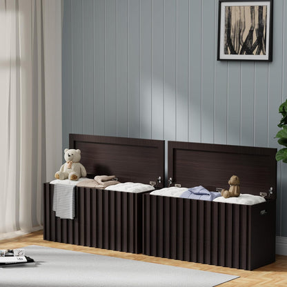 UEV Storage Bench Set of 2, 39.4" Wood Storage Trunk with 2 Safety Hinges, Sturdy Storage Chest