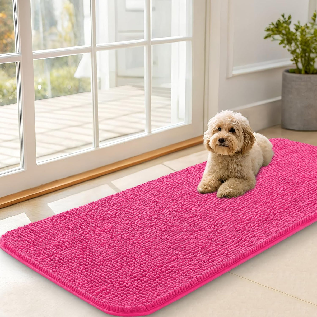 OLANLY Dog Door Mat for Muddy Paws 47x20, Absorbs Moisture and Dirt, Absorbent Non-Slip Washable
