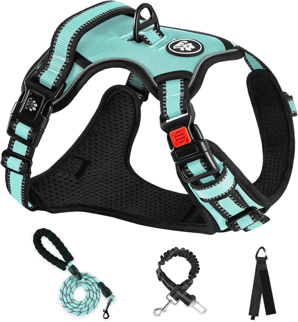 NESTROAD No Pull Dog Harness,Adjustable Oxford Dog Vest Harness with Leash,Reflective No-Choke Pet