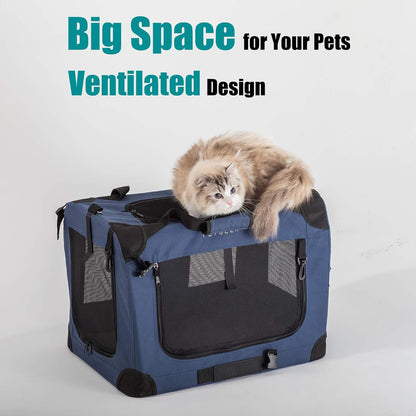 Extra Large Cat Carrier Soft Sided, Portable Small Dog Carrier for 2 Cats, 24"x16.5"x16" Car Travel