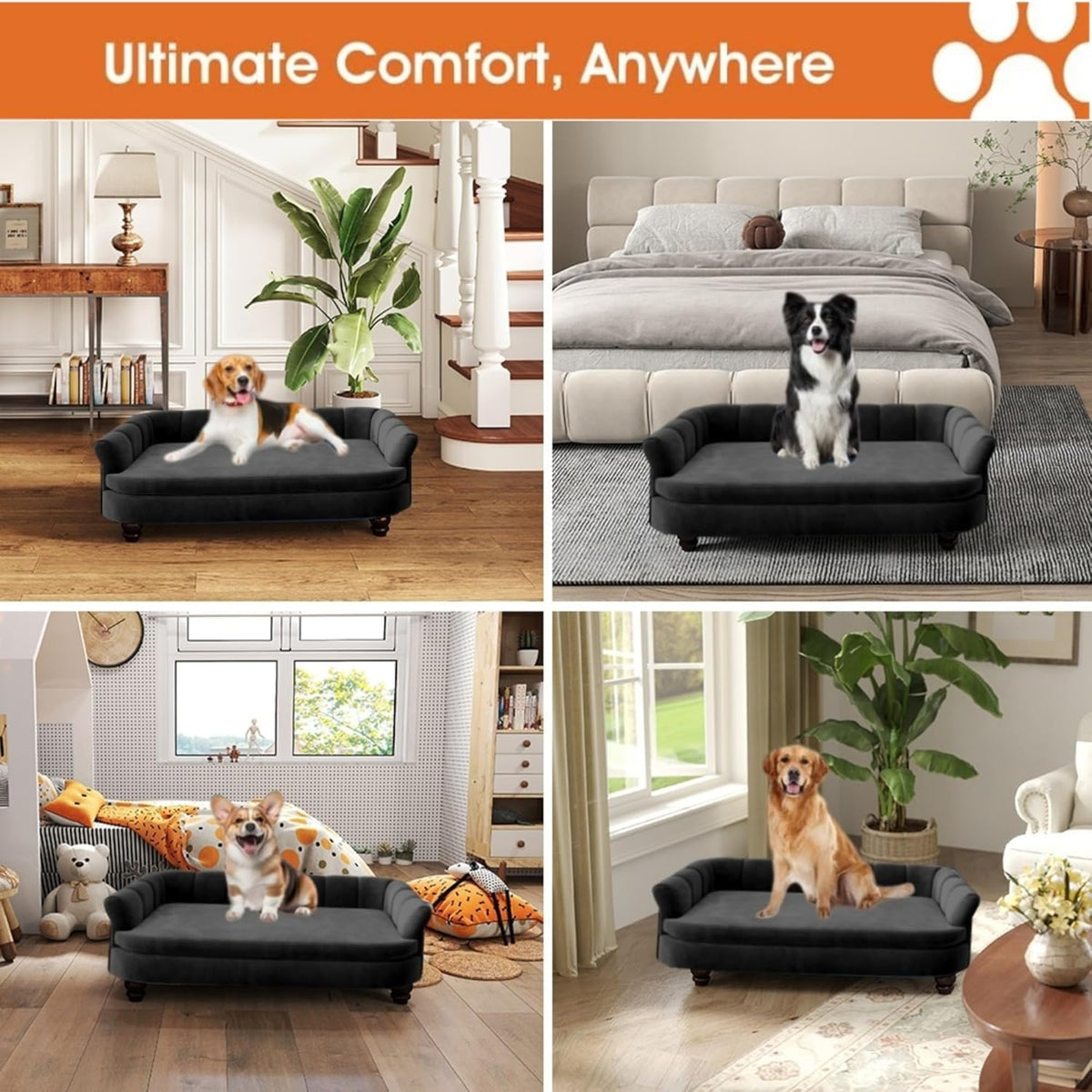 Dog Couch Sofa Bed, Comfortable Pet Sofa for Large and Medium Dogs, Soft Velvet Cushion, Durable
