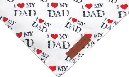 Realeaf Fathers Day Dog Bandanas 2 Pack, Reversible I Love My Dad Pet Scarf for Boy and Girl