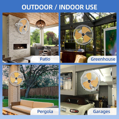 20 Inch Outdoor Wall Fan, 5800 CFM Waterproof Wall Mounted Fan Industrial Grade Metal Outdoor Fans