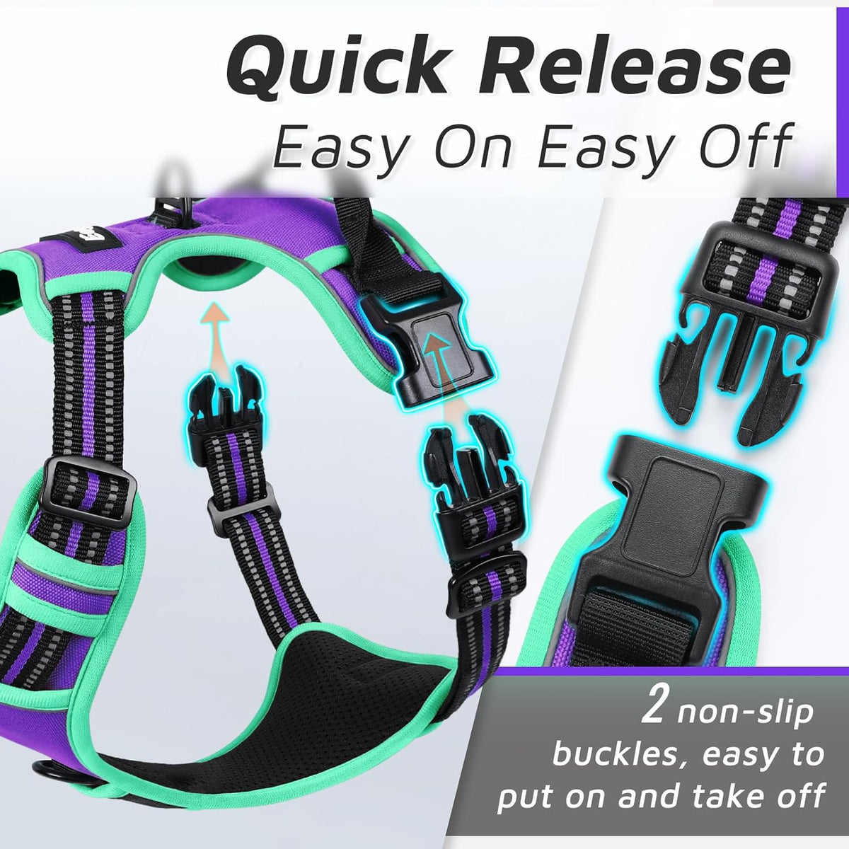 Eagloo Dog Harness Small Sized Dog, No Pull Service Vest with Reflective Strips and Control Handle
