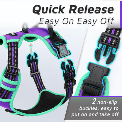 Eagloo Dog Harness Small Sized Dog, No Pull Service Vest with Reflective Strips and Control Handle