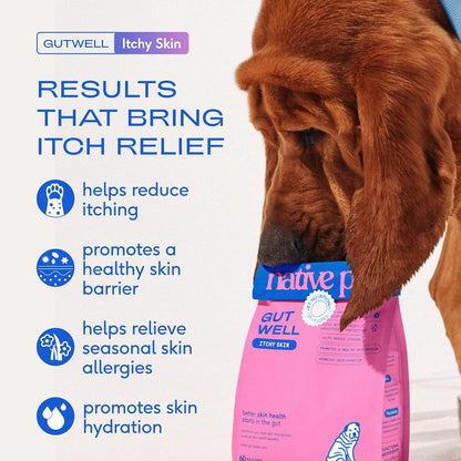 GutWell Itchy Skin - Dog Itching Skin Relief & Seasonal Allergy Itch Relief for Dogs - Promotes