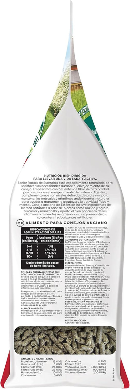Oxbow Essentials Rabbit Food, Senior, Made with Oxbow Alfalfa for Rabbit, Vitamin & Mineral Rich