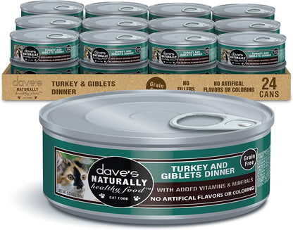 Dave's Pet Food Grain Free Wet Cat Food Gravy (Turkey & Giblets Dinner in Gravy), Made in USA