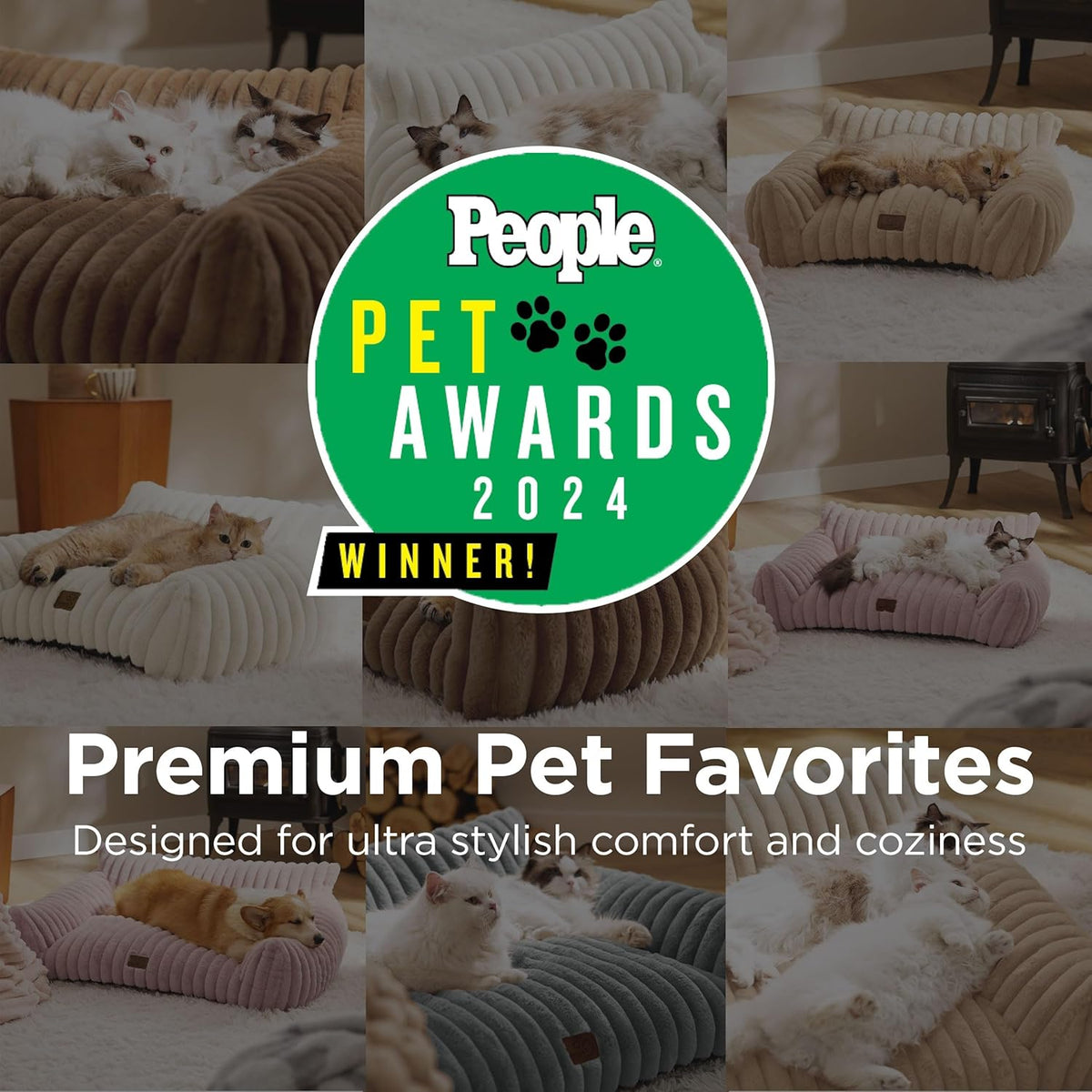 Bedsure Cute Dog Couch for Pets - Fluffy Dog Sofa with Premium Soft Corduroy Fleece, Small Dogs