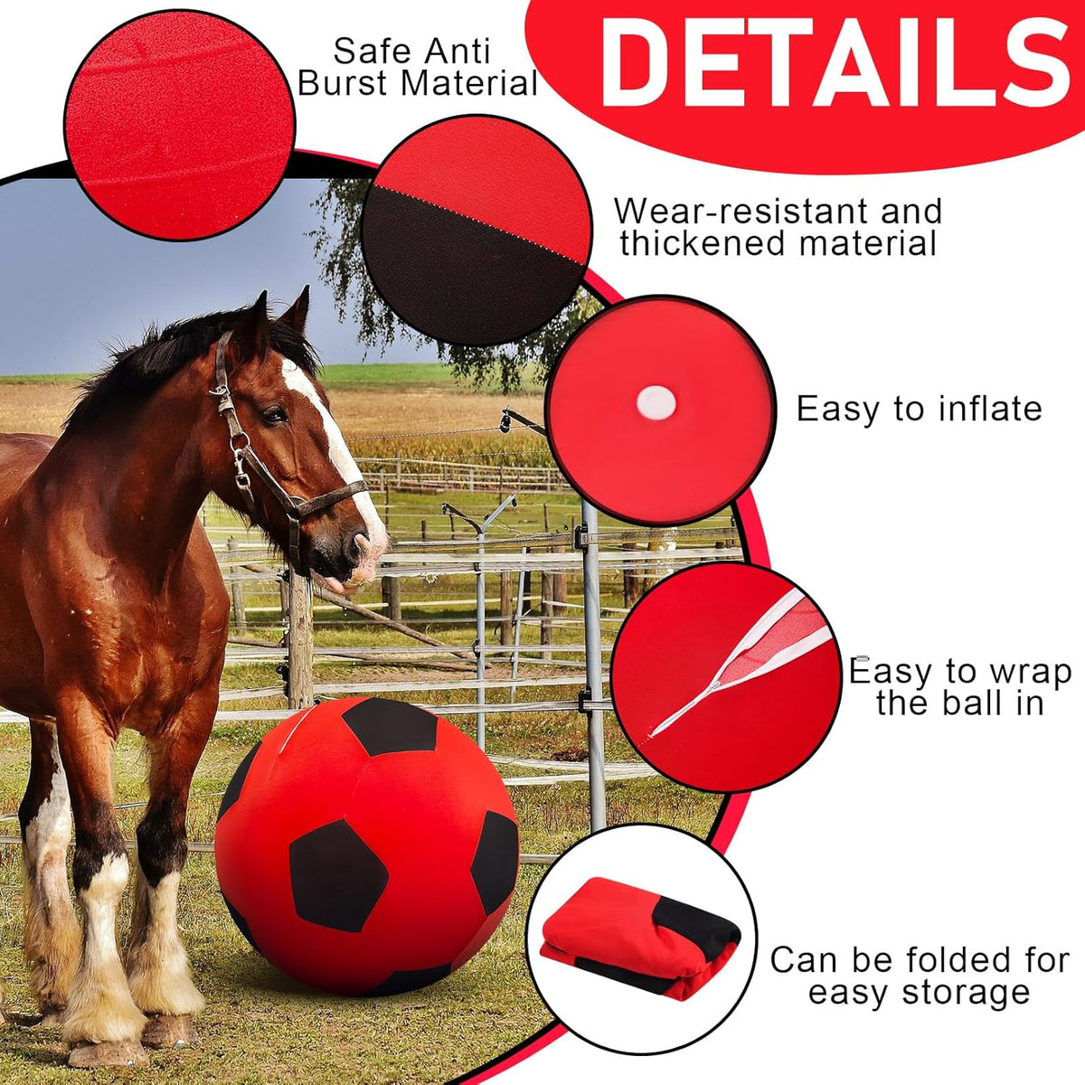 40inch Giant Herding Ball with Ball Cover Anti Burst Please Watch VCR for How to Inflation Horse
