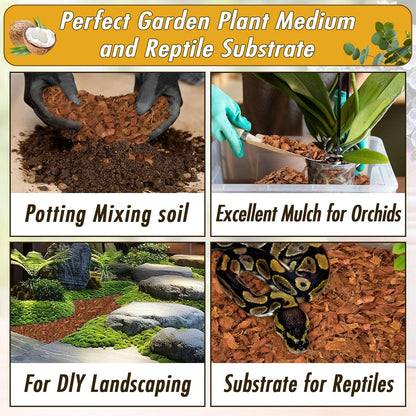 Zeedix 8 Pack Coco Husk Chips for Plants(8.8LB), 100% Organic Coconut Chips Mulch with Low EC & PH