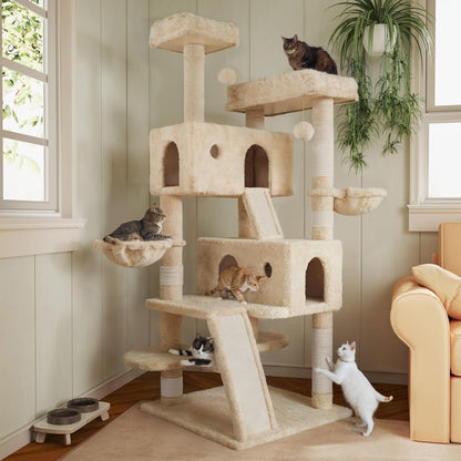 MUTICOR 66 Inches Multi-Level Large Cat Tree Tower for Indoor Big Feline/Cozy Plush