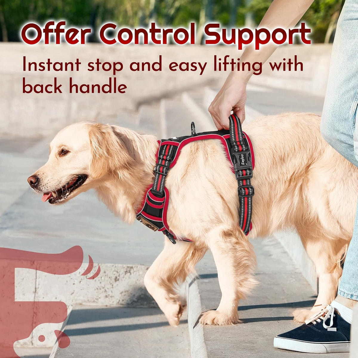 Eagloo Dog Harness for Large Dogs, Easy Wearing with 3 Buckles, Adjustable No Pull Pet Harness with