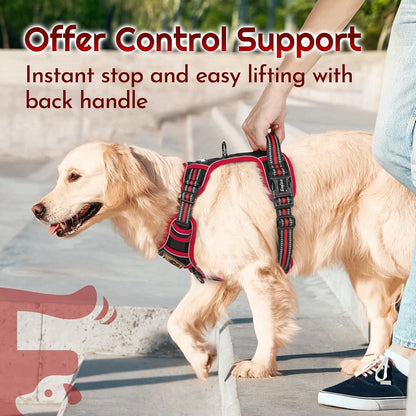 Eagloo Dog Harness for Large Dogs, Easy Wearing with 3 Buckles, Adjustable No Pull Pet Harness with
