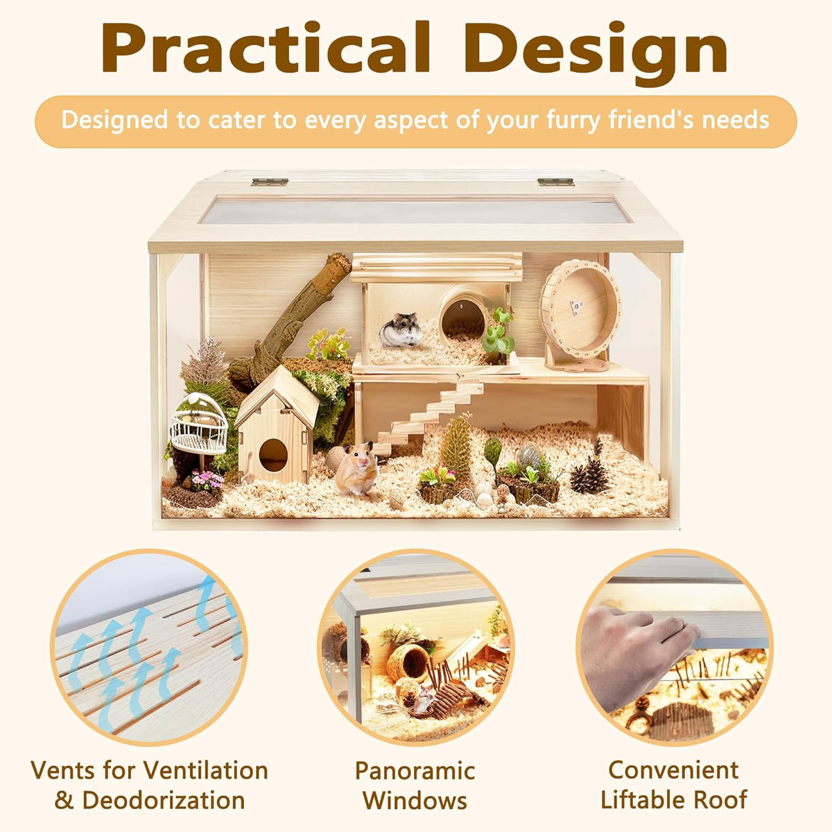 Prolee Hamster Cage Chew Proof, Mice and Rat Habitat Openable Top with Acrylic Sheets, Hamster