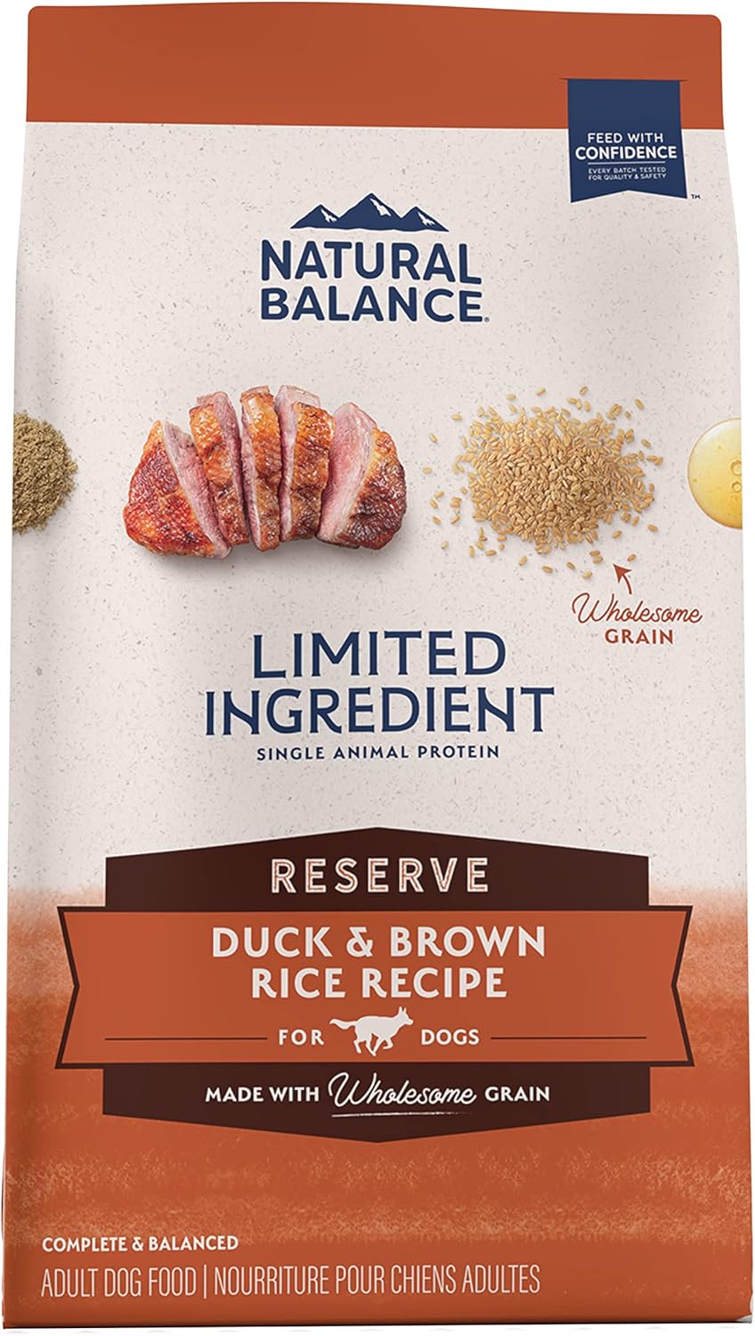 Natural Balance Limited Ingredient Adult Dry Dog Food with Healthy Grains, Reserve Duck & Brown