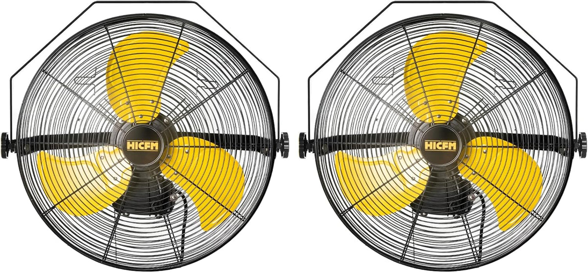 HiCFM 4600 CFM 18 inch Outdoor Safety Yellow Wall Mounted Fan with IP44 Enclosure Motor, Sealed