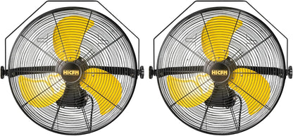 HiCFM 4600 CFM 18 inch Outdoor Safety Yellow Wall Mounted Fan with IP44 Enclosure Motor, Sealed