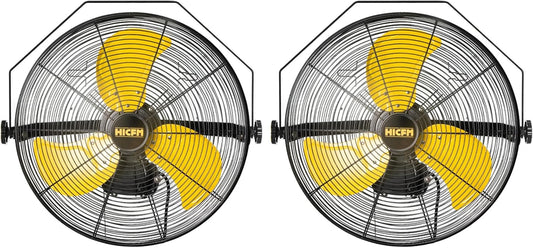 HiCFM 4600 CFM 18 inch Outdoor Safety Yellow Wall Mounted Fan with IP44 Enclosure Motor, Sealed
