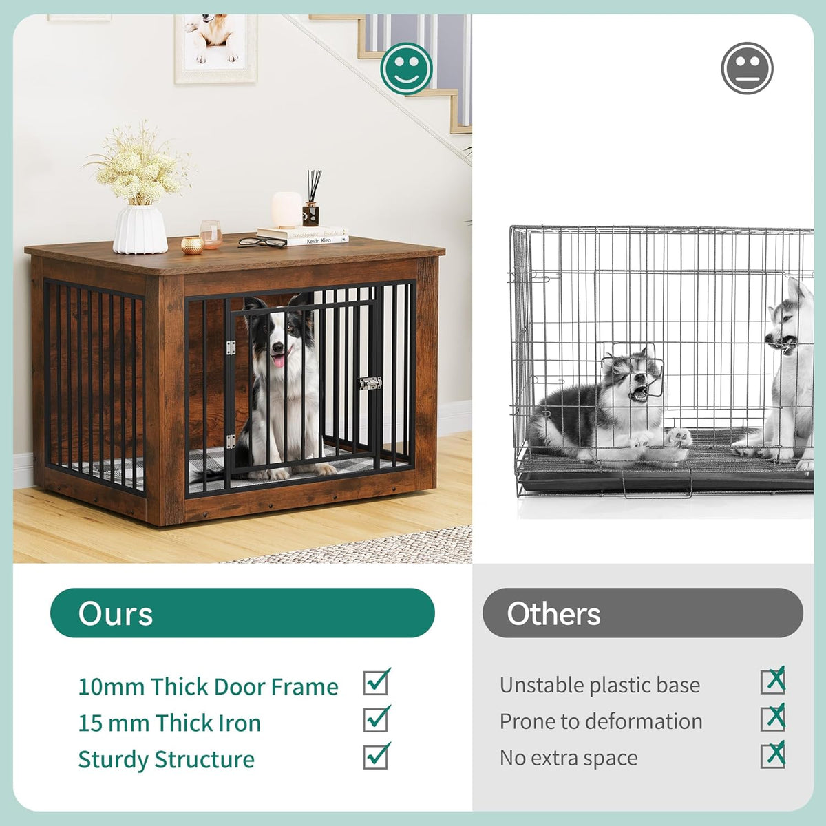 YITAHOME Dog Crate Furniture for Large Dogs, Side End Table, Modern Dogs Kennel Indoor up to 60 lb