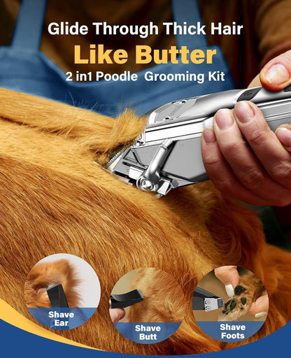 oneisall Dog Grooming Kit for Heavy Thick Hair&Coats/Low Noise Rechargeable Cordless Waterproof Dog