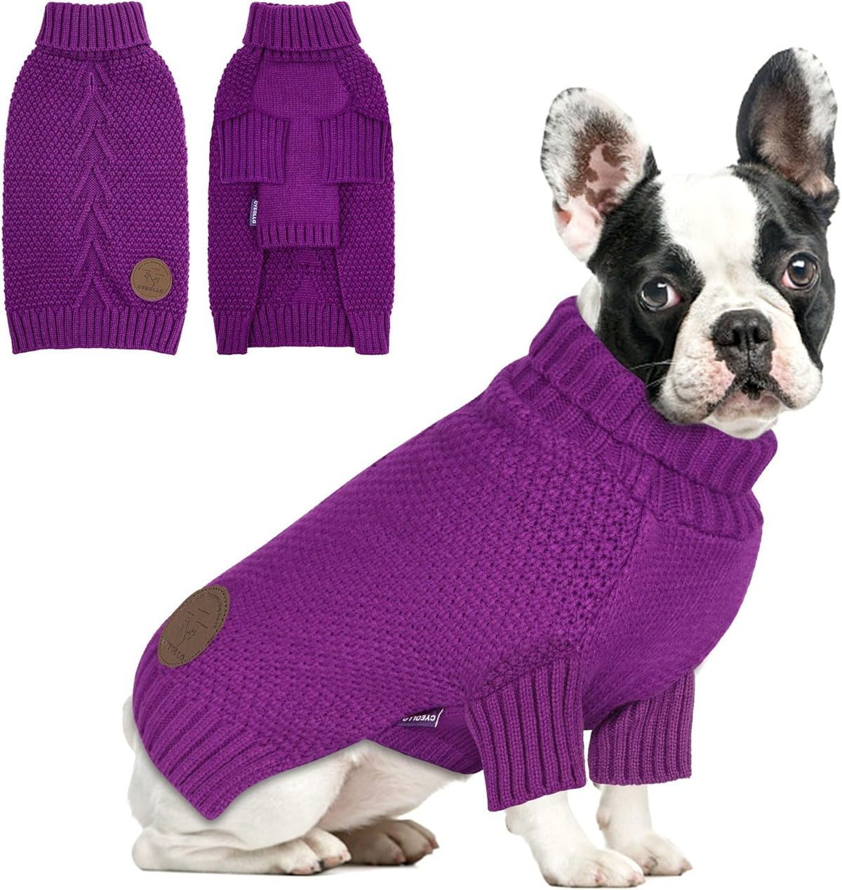 cyeollo Dog Sweater Pullover Turtleneck for Dogs Girl, Classic Knitwear Fall Winter Cold Weather