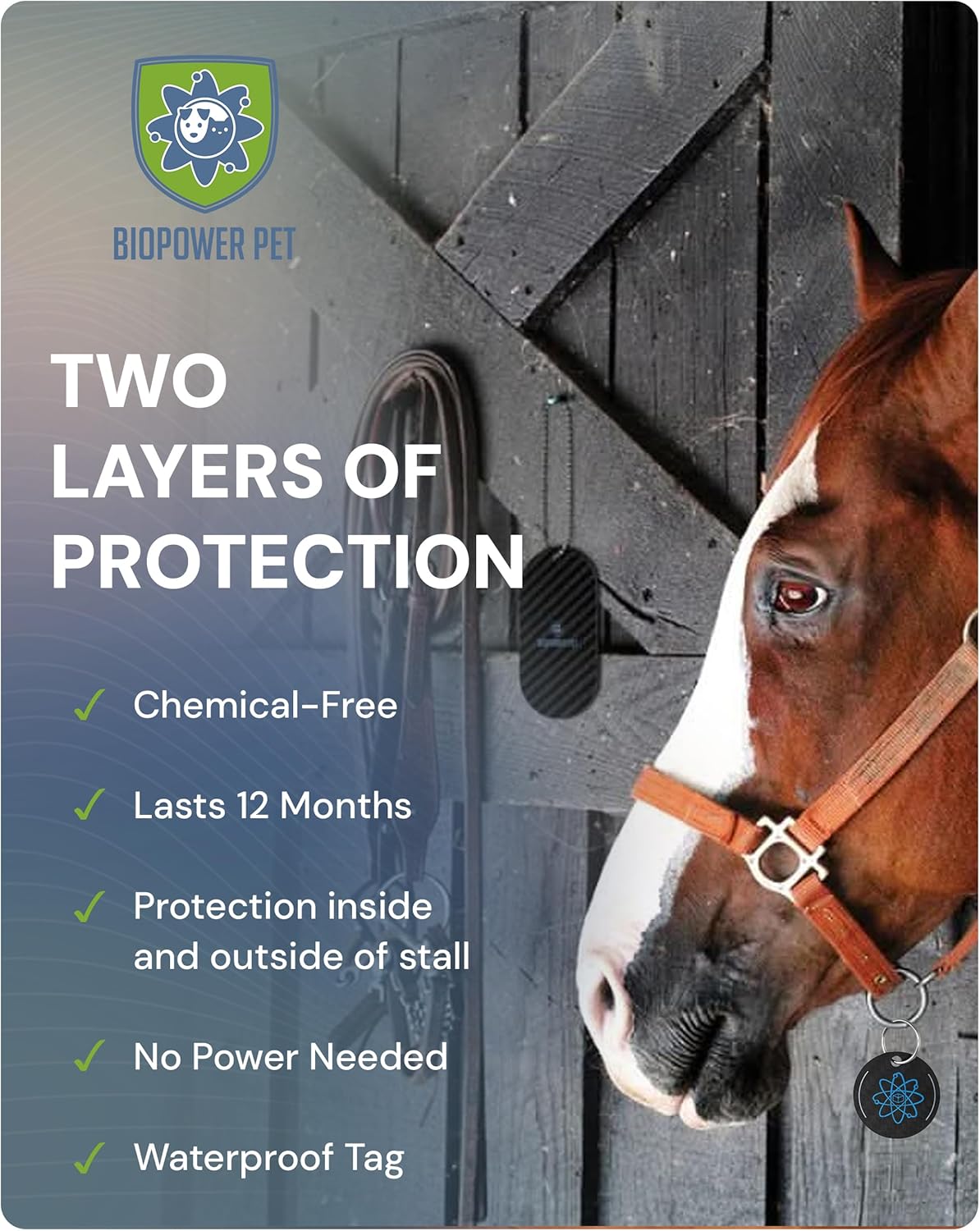 BioPower Natural Fly & Tick Repellent for Horses - Horse Shield and Stall Tags with 1-Year