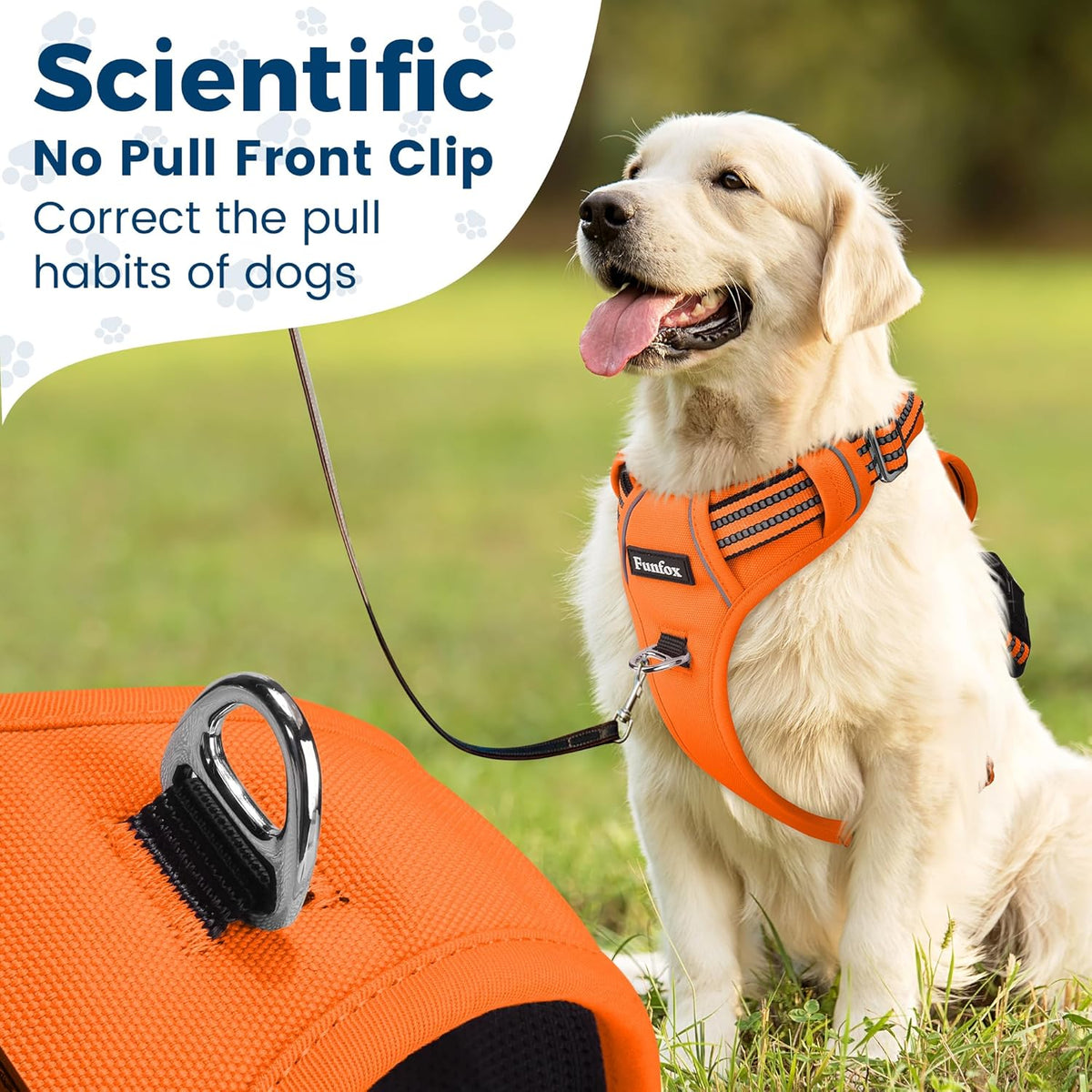Funfox Dog Harness No Pull, Adjustable Pet Vest Harness, Super Soft Material with Vertical Handle