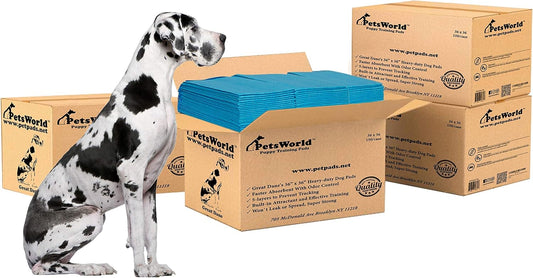 PETSWORLD Giant Dog Potty Pads, Odor-Eliminating, 36" x 36", Ultra Absorbent 5-Layer Leak-Proof