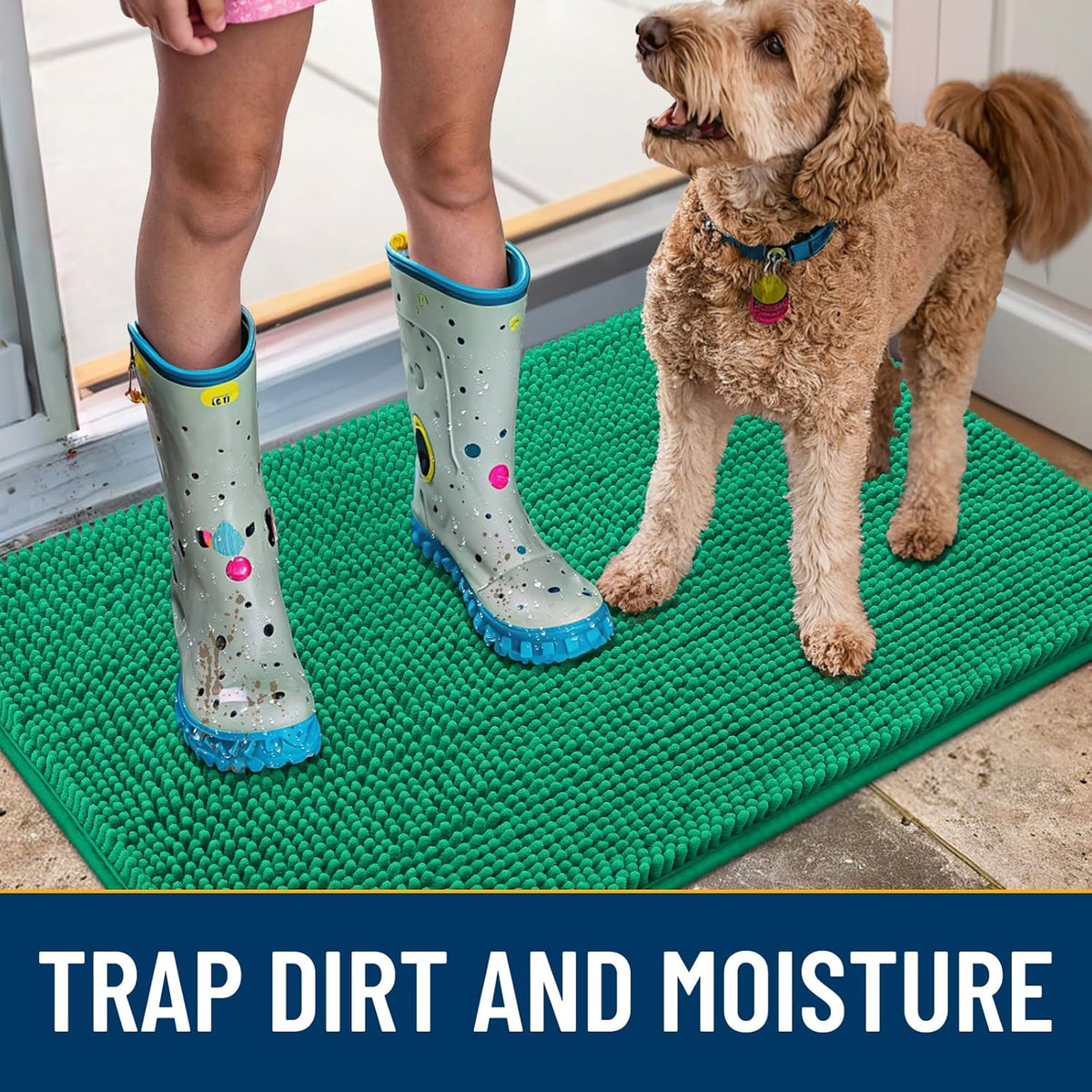 Smiry Dog Door Mat for Muddy Paws 30x20, Absorbs Moisture and Dirt Doormat, Non-Slip Washable Quick
