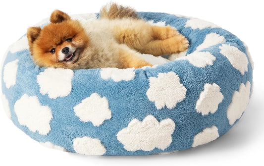 LE SURE Donut Dog Beds for Small Dogs - Round Cat Beds for Indoor Cats for Calming Pet with