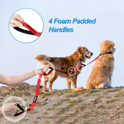 PetBonus Double Dog Leash, No Tangle Dual Leash, Reflective Walking Training Lead, 4 Comfortable